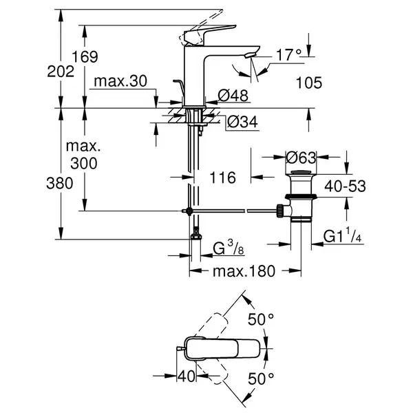 Grohe Cubeo смеситель, хром (1017490000)