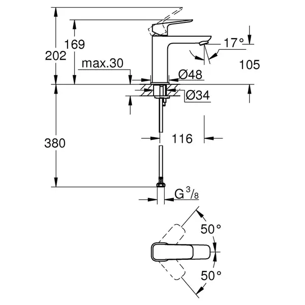 Grohe Cubeo смеситель для раковины, хром (1017550000)