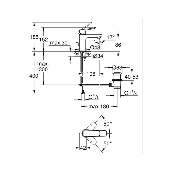 Grohe Dice смеситель для раковины, хром (1018560000)