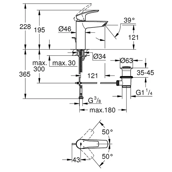 Grohe Eurosmart Смеситель, чёрный (233222433)