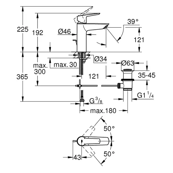 Grohe Start смеситель для раковины, чёрный (234552432)