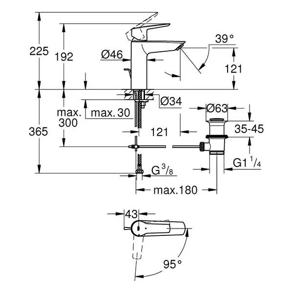 Grohe Start кран для раковины, чёрный (235522432)