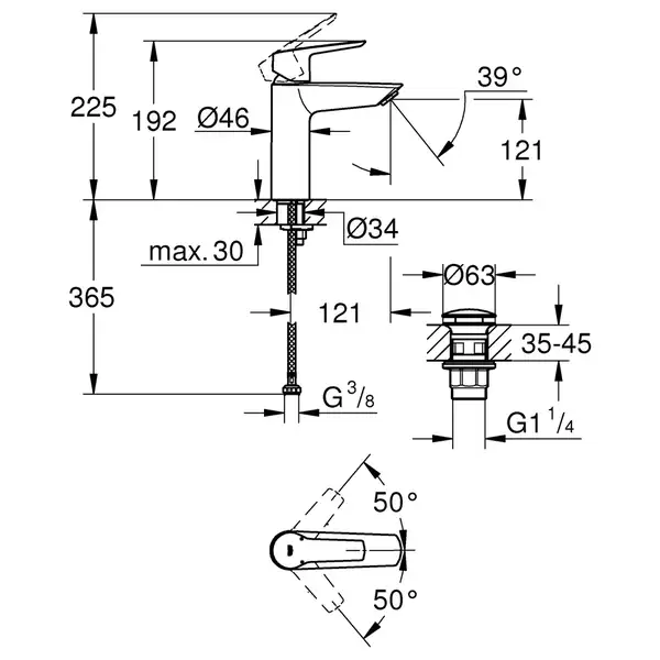 Grohe Start смеситель для раковины, чёрный (235752432)