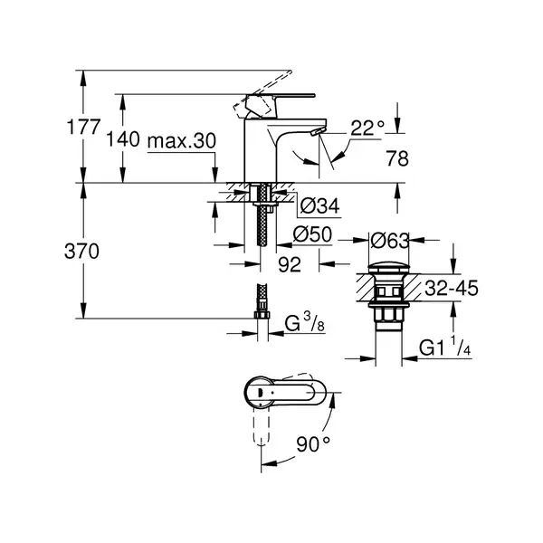 Grohe Get смеситель для раковины, белый (23586LS0) (23586ls0)