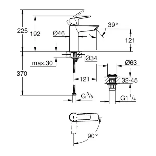 Grohe Start смеситель для раковины, хром (23746002)