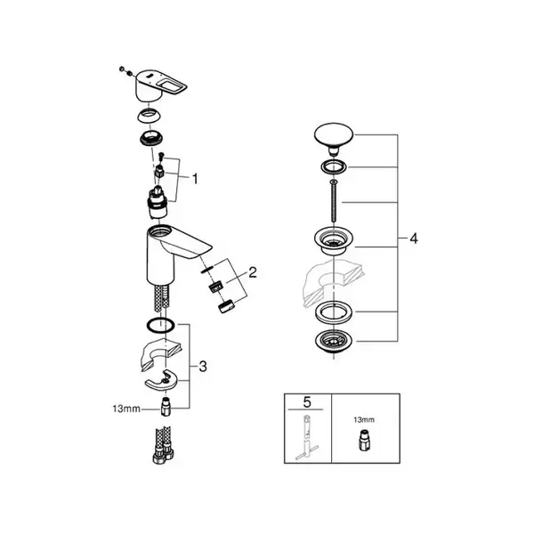 Grohe BauLoop смеситель для раковины, хром (23879001)