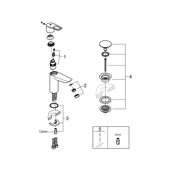 Grohe BauLoop смеситель для раковины, хром (23886001)