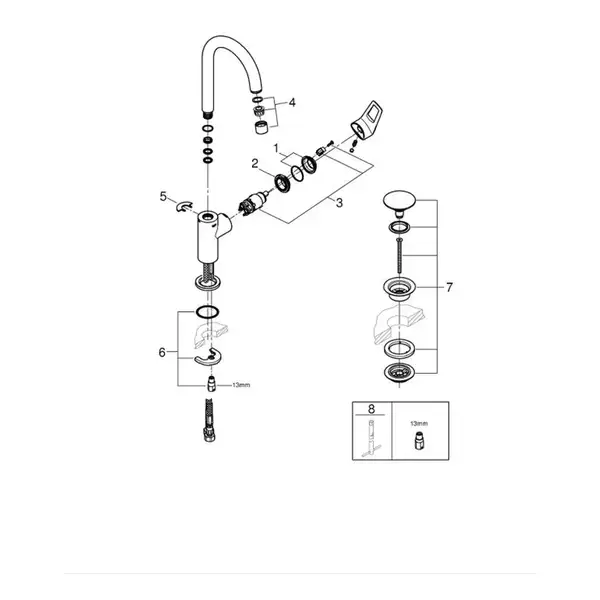 Grohe BauLoop смеситель для раковины, хром (23891001)