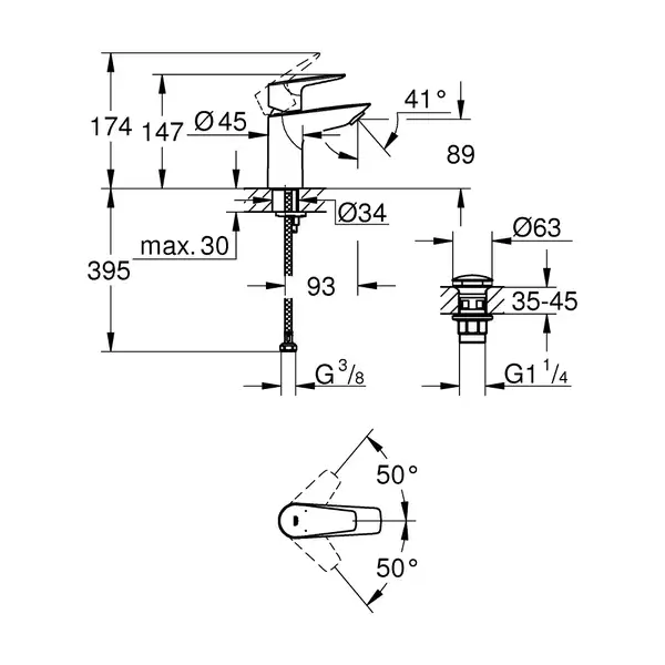 Grohe BauEdge New смеситель, хром (23895001)