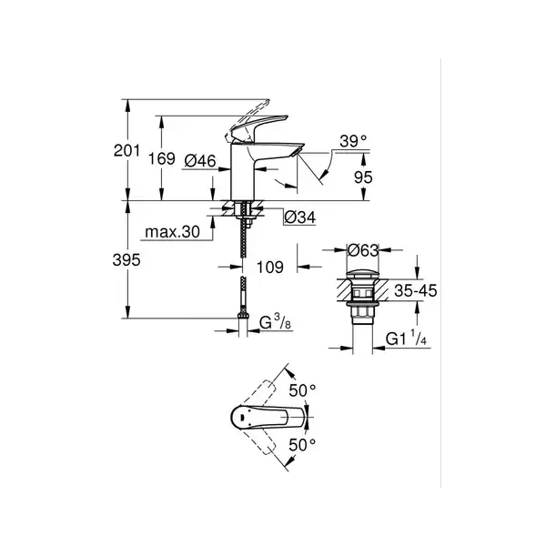 Grohe Eurosmart New смеситель, чёрный (239222433)