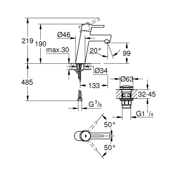 Grohe Concetto смеситель для раковины, Хром (23932001)