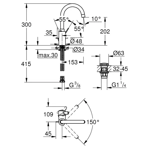 Grohe Eurosmart смеситель раковины, хром (23933001)