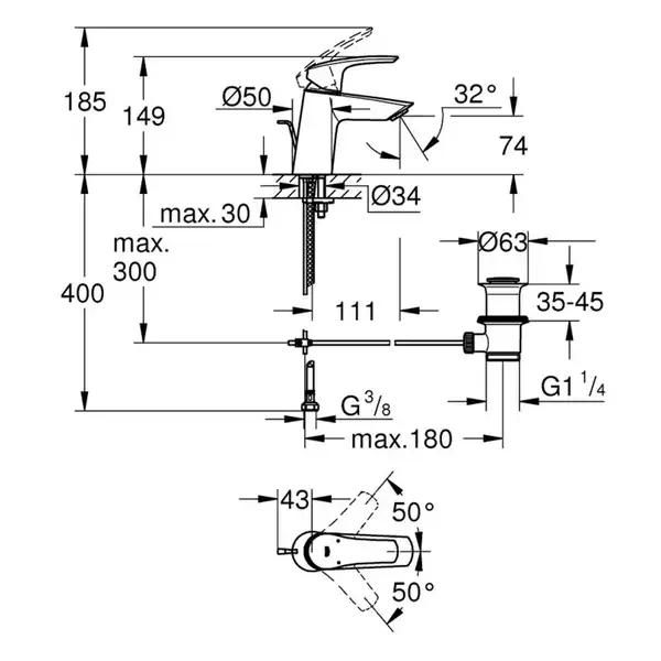 Grohe Eurosmart New смеситель, хром (23965003)