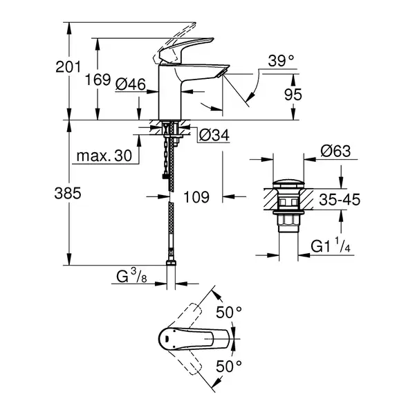 Grohe Eurosmart New смеситель, хром (23988003)