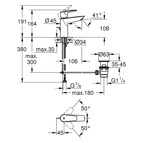 Grohe StartEdge смеситель раковины, хром (24200001)