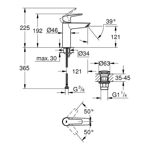Grohe Start для раковины, хром (24204002)