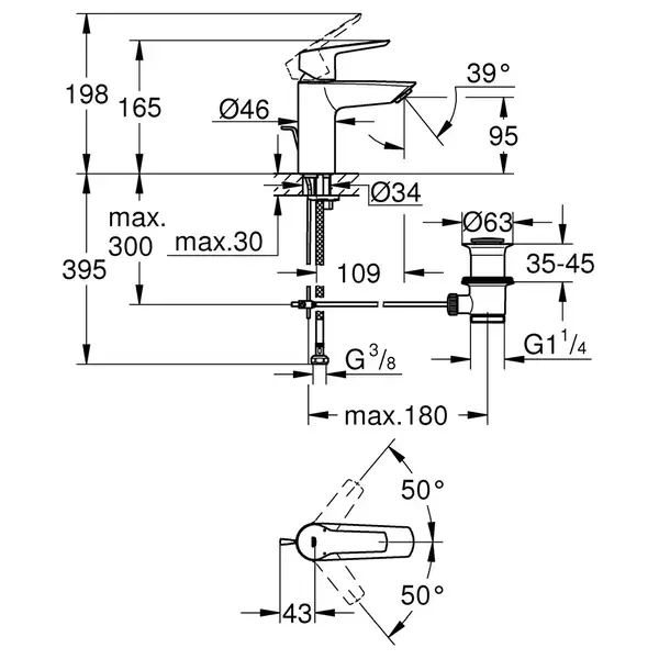 Grohe Start смеситель раковины, хром (24209002)