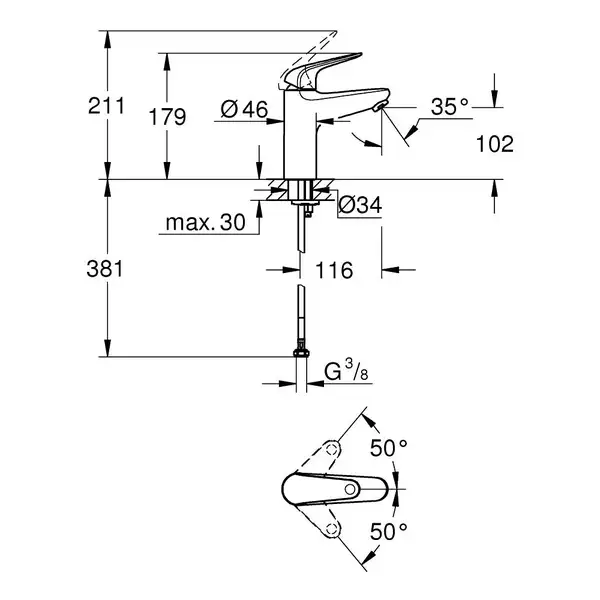 Grohe Euroeco New Смеситель, Хром (24266001)