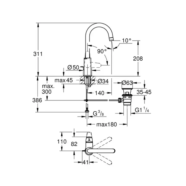 Grohe Euroeco New смеситель, хром (24272001)