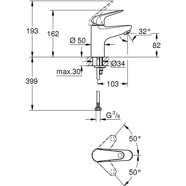 Grohe Swift смеситель для раковины, хром (24317001)