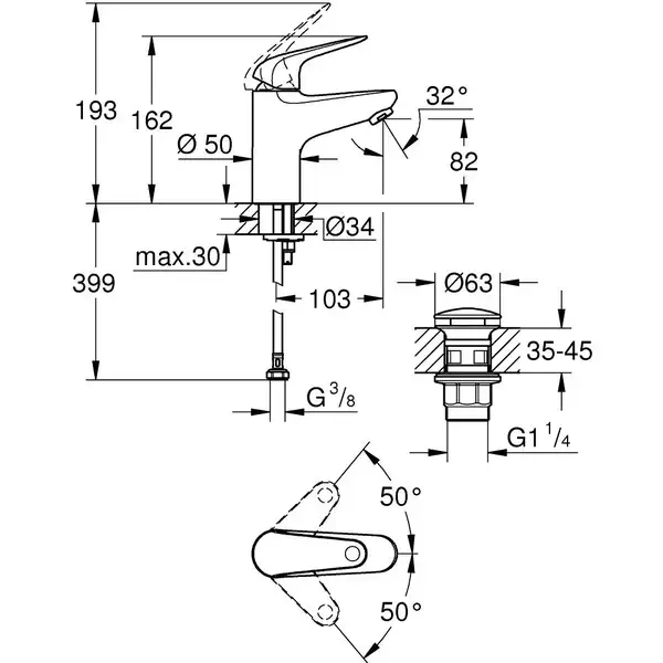 Grohe Swift смеситель для раковины, хром (24318001)