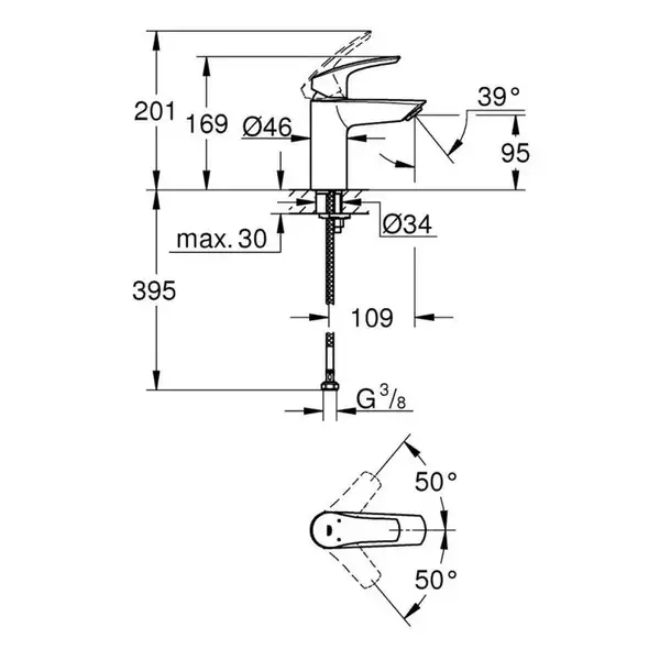 Grohe Eurosmart смеситель раковины, чёрный (324672433)