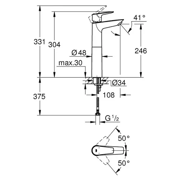 Grohe BauEdge New смеситель для раковины, хром (32860001)