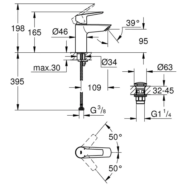 Grohe QuickFix Start S-Size смеситель, хром (CV030579)