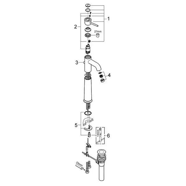 Grohe 32868000 смеситель раковины, хром (CV032468)