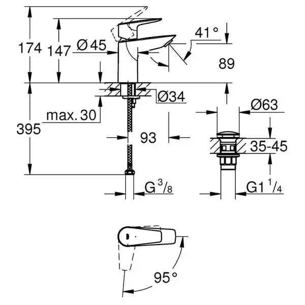 Grohe QuickFix StartEdge смеситель, хром (CV034348)
