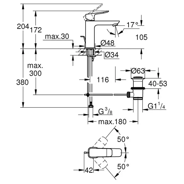 Grohe QuickFix Dice Смеситель, чёрный (CV036184)