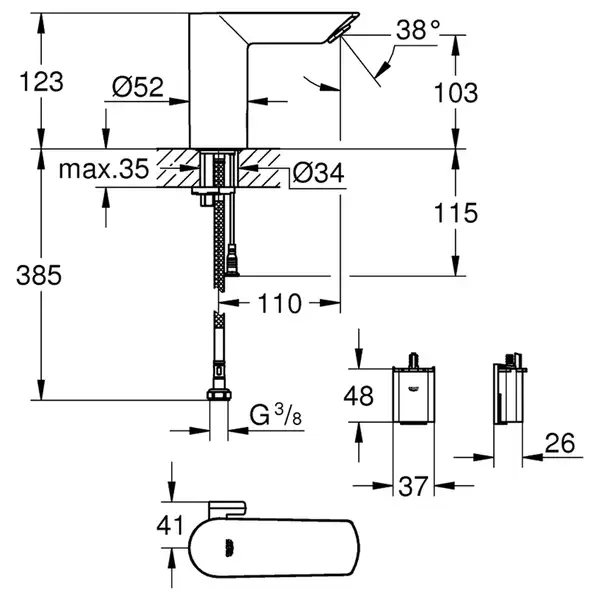 Grohe Bau Cosmopolitan E смеситель, хром (CV036263)