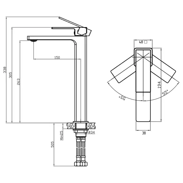 Qtap Gemini змішувач, чорний (QTGEM269BLM45678)