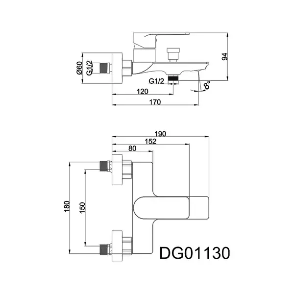 AIM DG01130 Змішувач для ванни, чорний (DG01130) (DG01130 matte black)