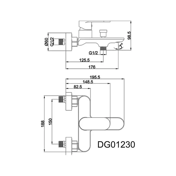 AIM DG01230 змішувач ванни, сірий (DG01230 gun grey)
