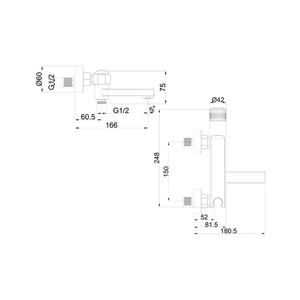 AIM KEYS Змішувач для ванни, сірий (DG01730) (DG01730 gun grey)