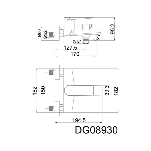 AIM DG08930 Змішувач для ванни, чорний (DG08930) (DG08930 matte black)
