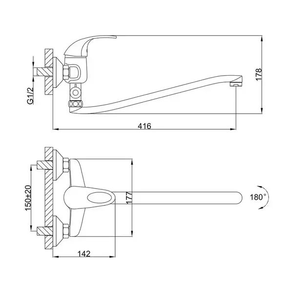 FRAP F2103 змішувач для ванни, хром (F2103)