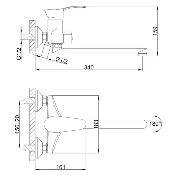 FRAP F22001 змішувач для ванни, хром (F22001)
