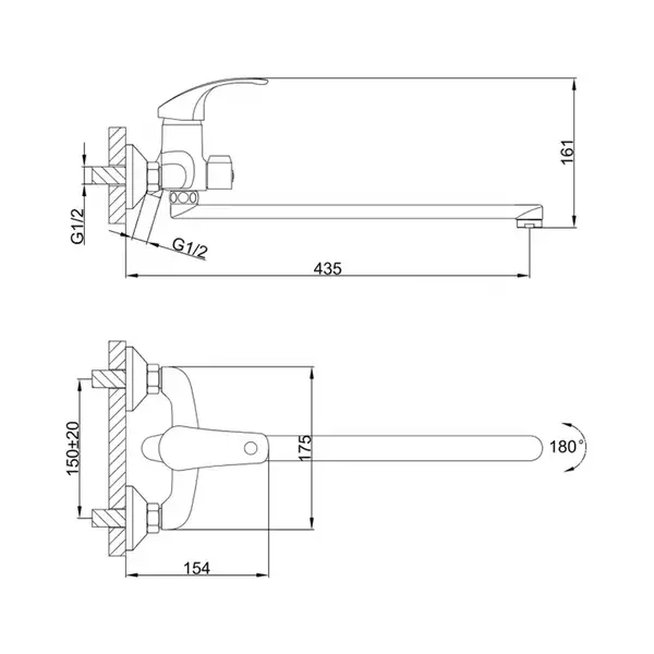 FRAP F2236 змішувач для ванни, хром (F2236)