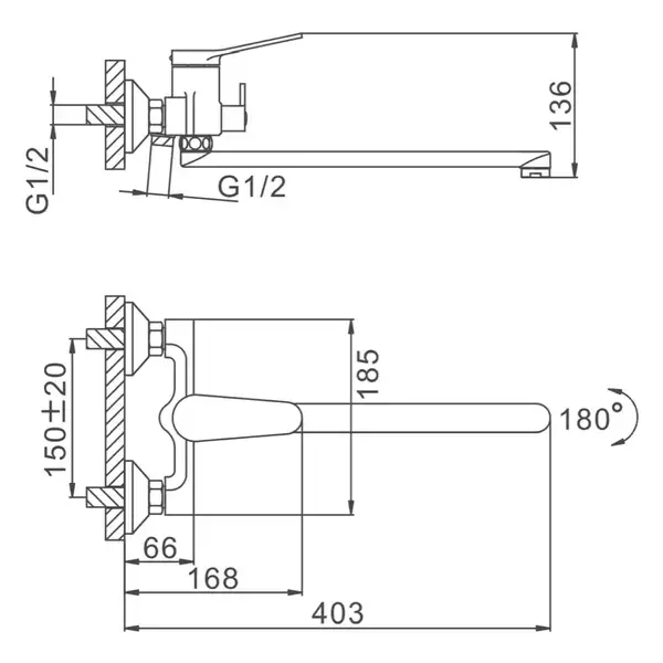 FRAP F2245 Змішувач для ванни, хром (F2245)