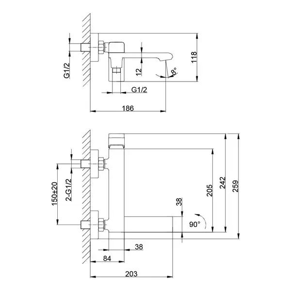 FRAP F3284-9 змішувач для ванни, сірий (F3284-9)