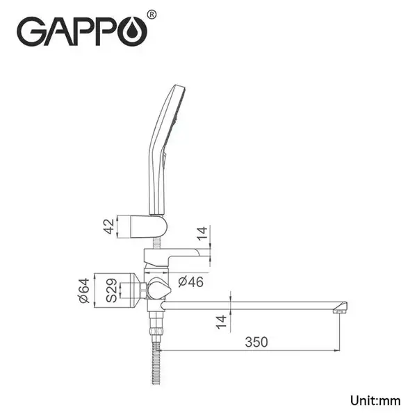 GAPPO Змішувач для ванни, хром (G2203-6)