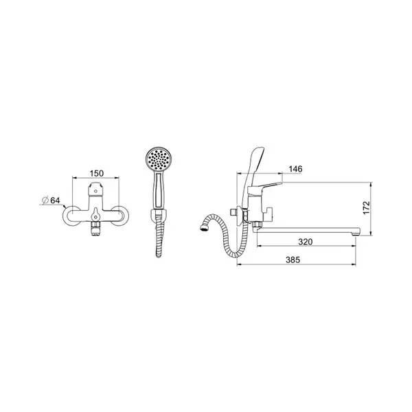 GAPPO G2236 змішувач для ванни, хром (G2236)