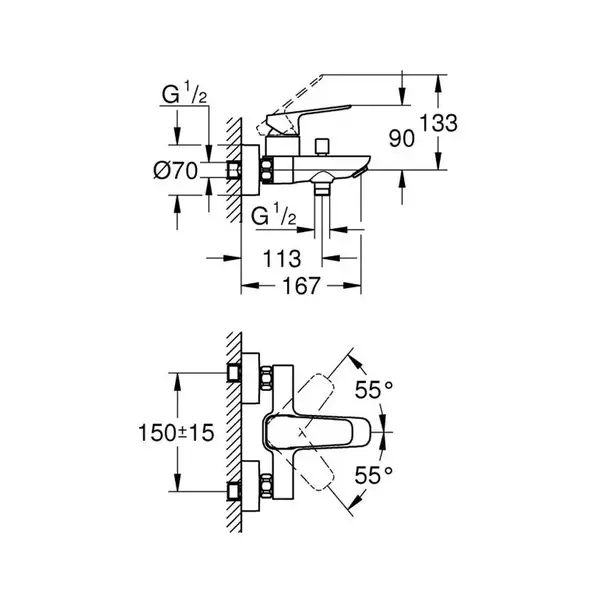 Grohe Cubeo змішувач для ванни, чорний (1018132430)