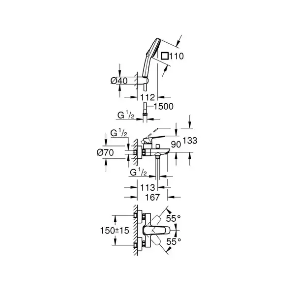 Grohe Cubeo змішувач ванни, чорний (1018142430)
