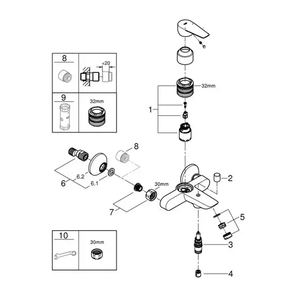 Grohe BauEdge New змішувач ванни, хром (23604001)
