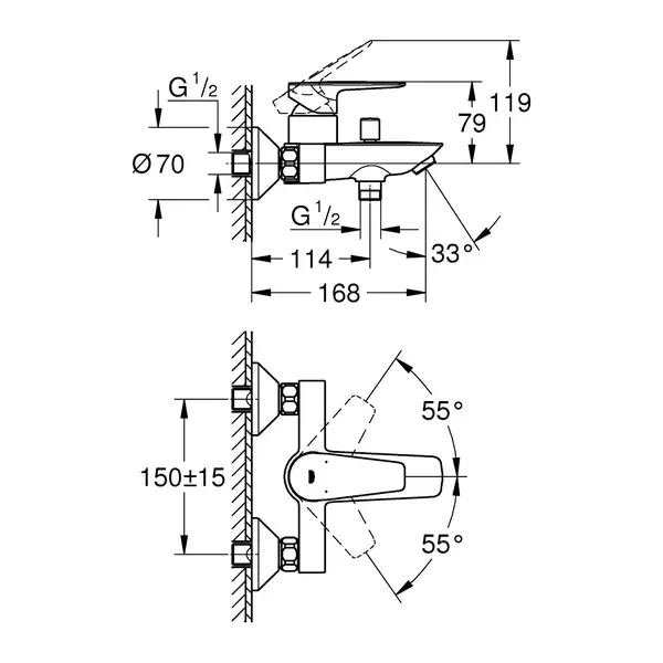 Grohe BauEdge New змішувач, хром (23605001)