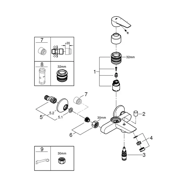 Grohe BauEdge New змішувач, хром (23605001)