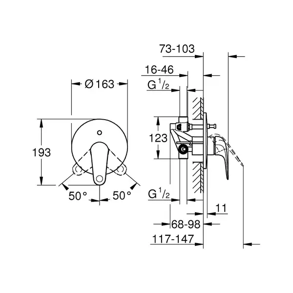 Grohe Swift Змішувач для ванни, хром (24336001)
